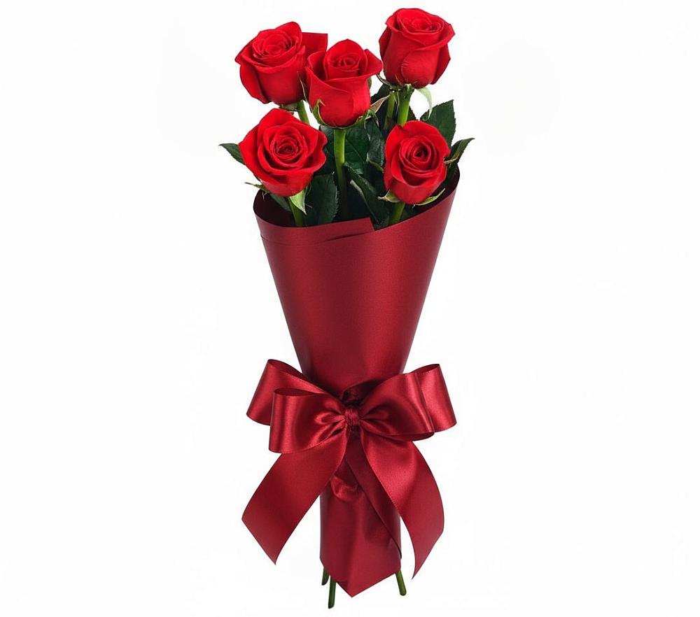 Букет 5 Красных роз Эдлесс Лав в Михнево