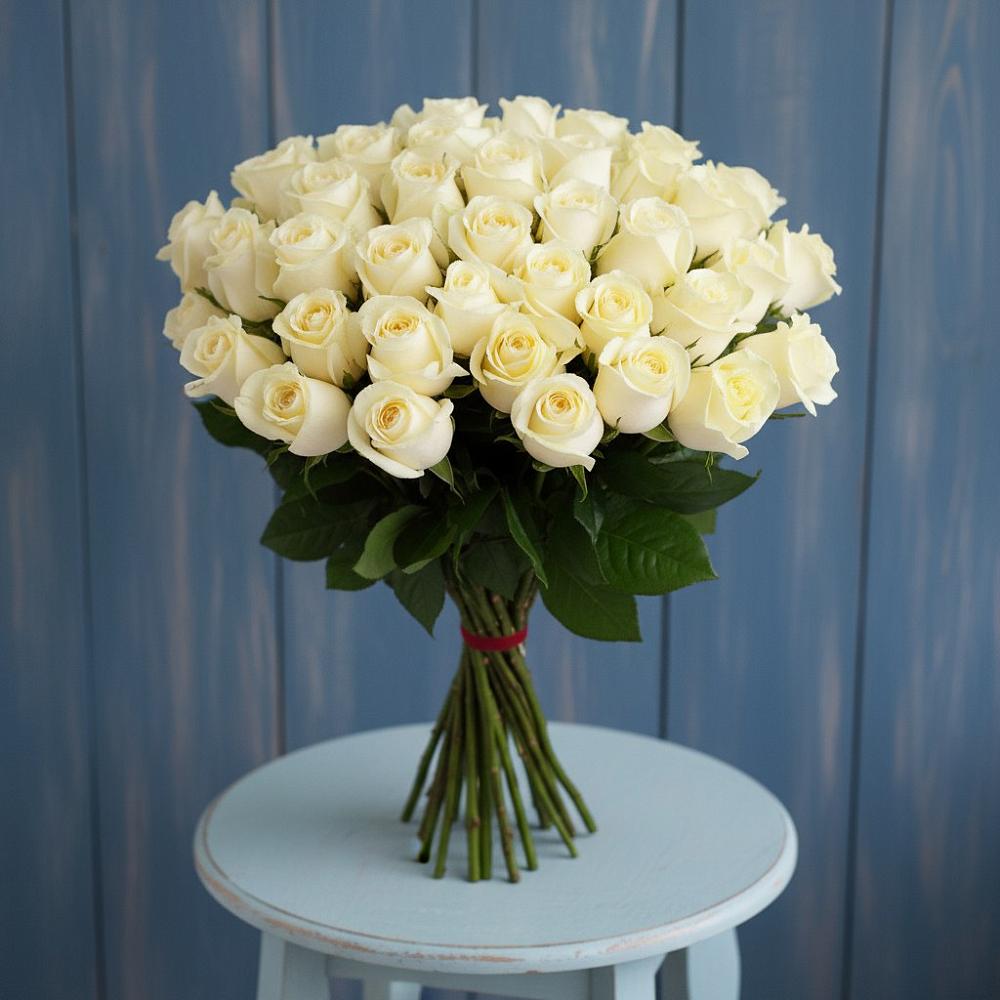 Букет 51 Белая роза Эдлесс Лав в Михнево