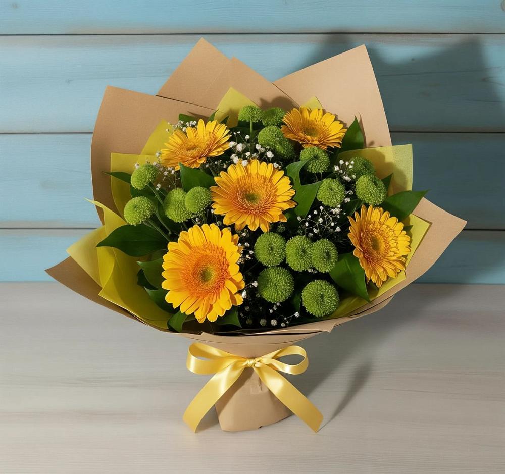 Букет цветов из: Герберы и Хризантемы в Михнево