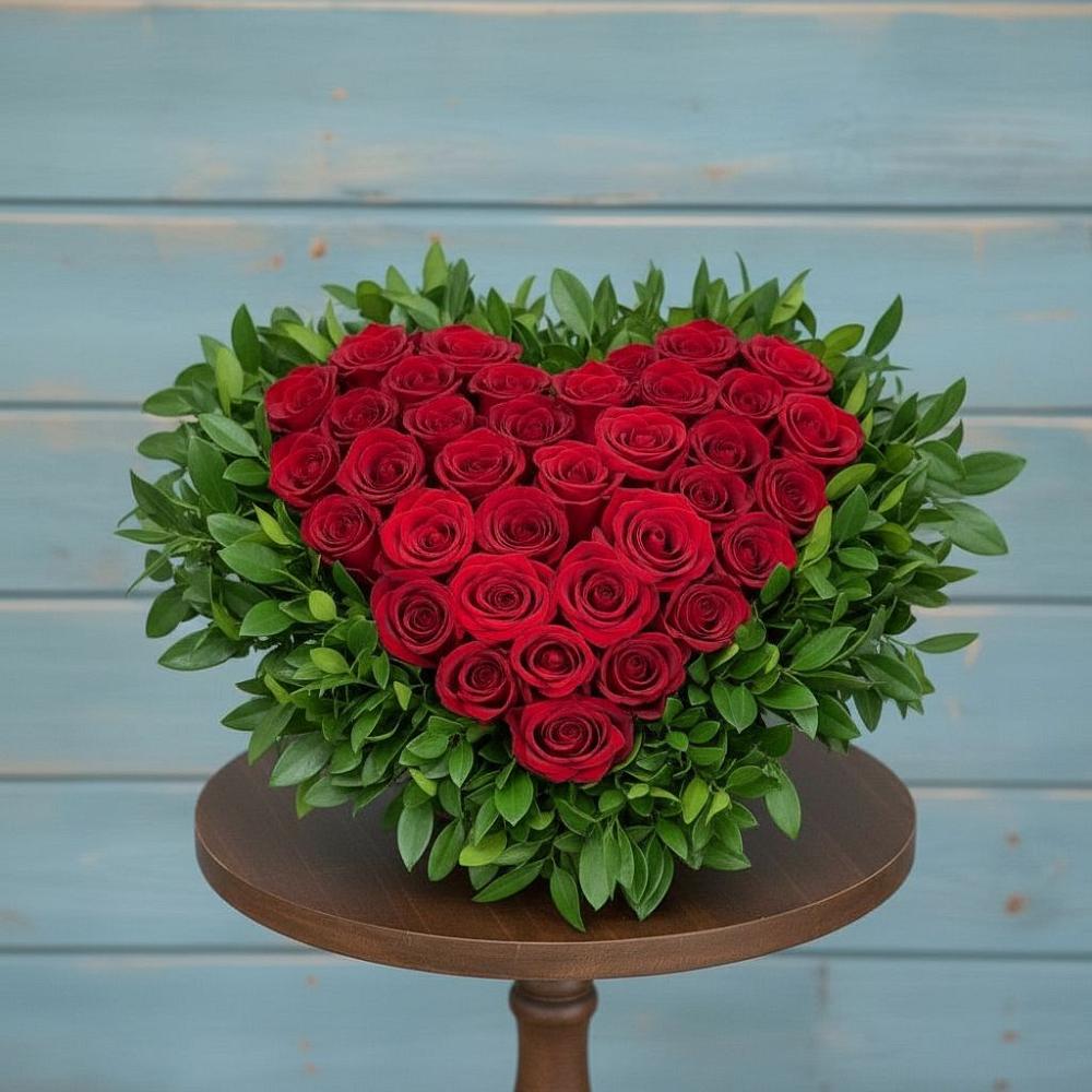 Цветочная композиция из Розы в виде сердца в Михнево