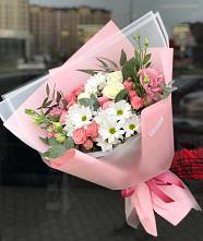 Букет цветов из:  Розы, Лизиантусы и Хризантемы в Михнево