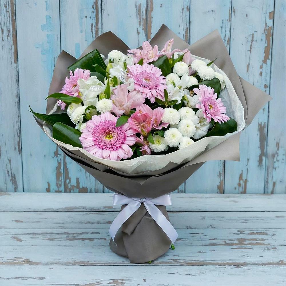Букет цветов из: Герберы, Альстромерии и Хризантемы в Михнево